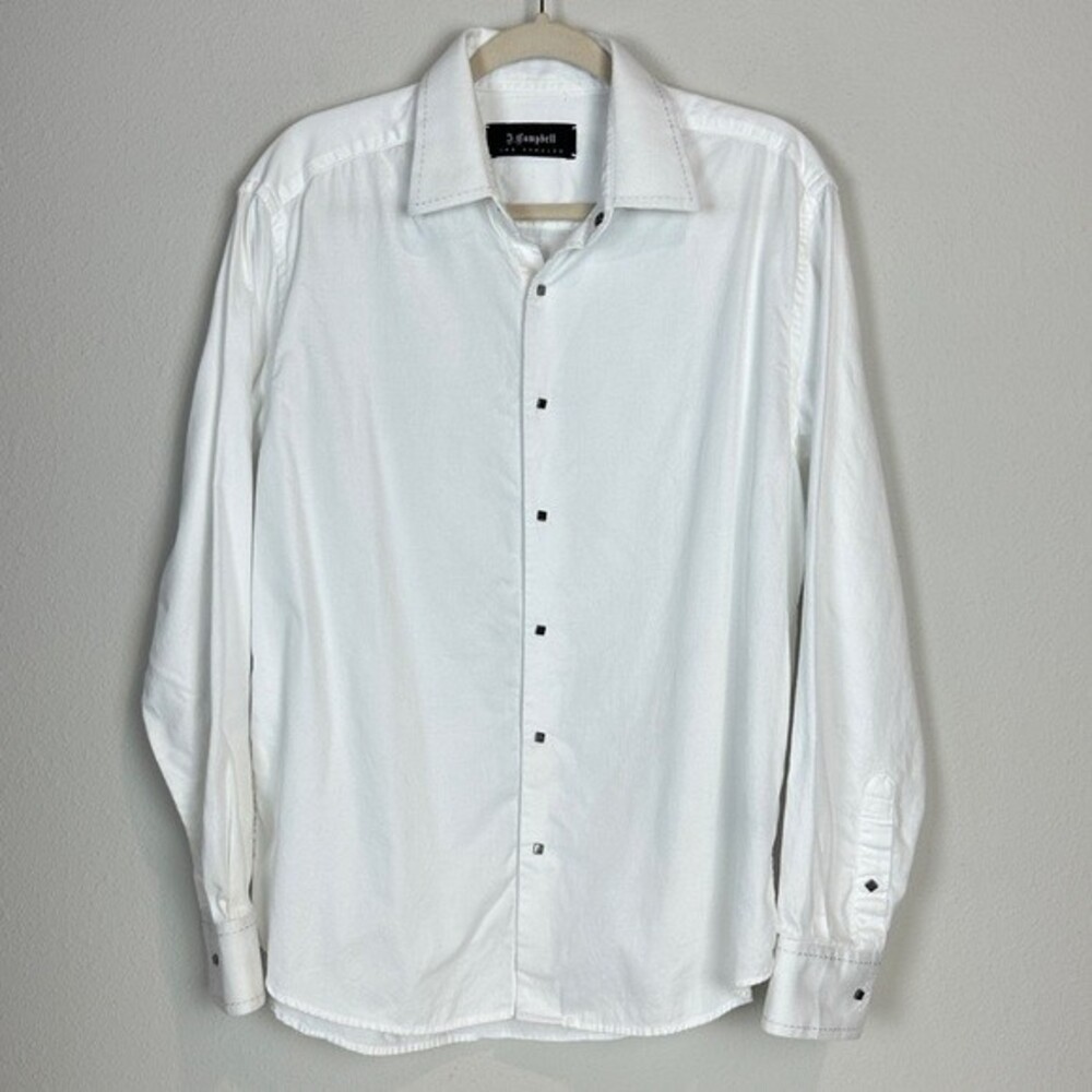 J. Campbell White Square Snap Up Shirt L
